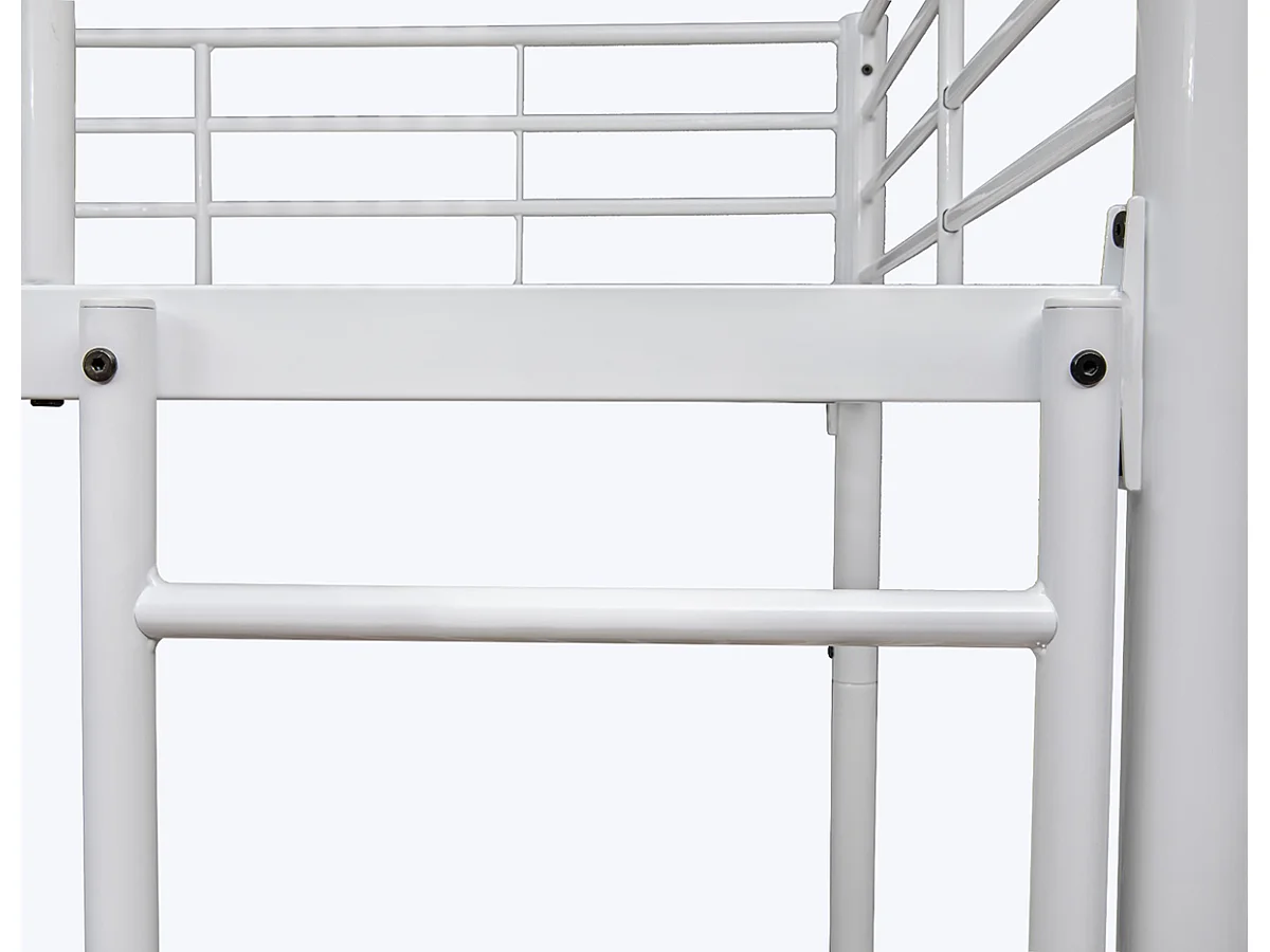 Lit enfant superposé en métal coloris blanc - Hauteur 160 x largeur 199 x profondeur 96,50 cm
