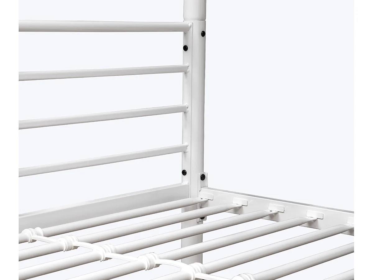 Lit enfant superposé en métal coloris blanc - Hauteur 160 x largeur 199 x profondeur 96,50 cm