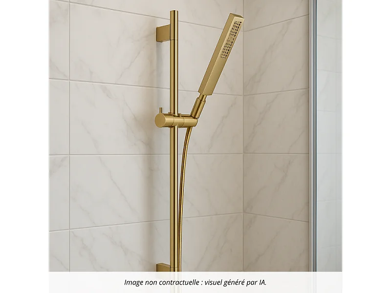 Ensemble barre de douche HANSGROHE Unica S Puro + Flexible + Pommeau de douche Pulsify E Bronze Brossé