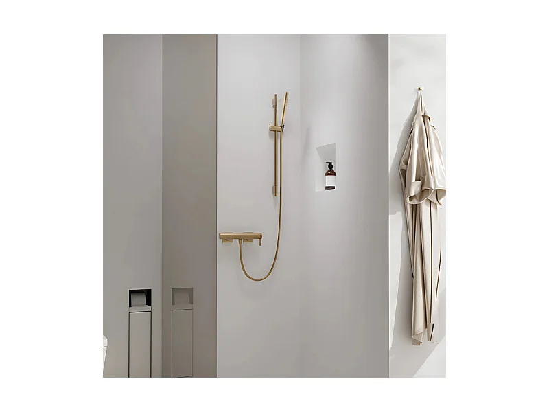 Ensemble barre de douche HANSGROHE Unica S Puro + Flexible + Pommeau de douche Pulsify S Bronze Brossé
