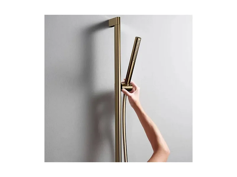 Ensemble barre de douche HANSGROHE Unica S Puro + Flexible + Pommeau de douche Pulsify S Bronze Brossé