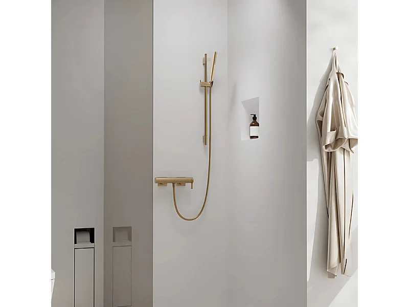 Ensemble barre de douche HANSGROHE Unica S Puro + Flexible + Pommeau de douche Pulsify S Bronze Brossé