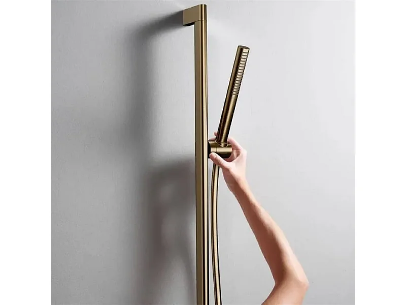 Ensemble barre de douche HANSGROHE Unica S Puro + Flexible + Pommeau de douche Pulsify S Bronze Brossé