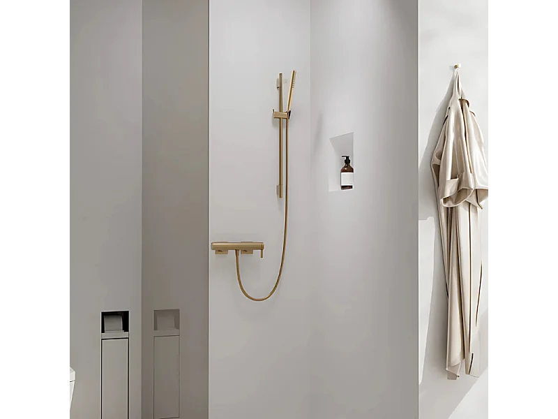 Ensemble barre de douche HANSGROHE Unica S Puro + Flexible + Pommeau de douche Pulsify S Bronze Brossé