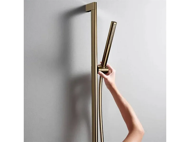 Ensemble barre de douche HANSGROHE Unica S Puro + Flexible + Pommeau de douche Pulsify S Bronze Brossé