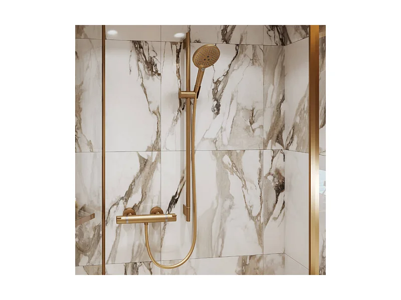 Ensemble barre de douche HANSGROHE Unica S Puro + Flexible + Pommeau de douche Raindance Select S Bronze Brossé