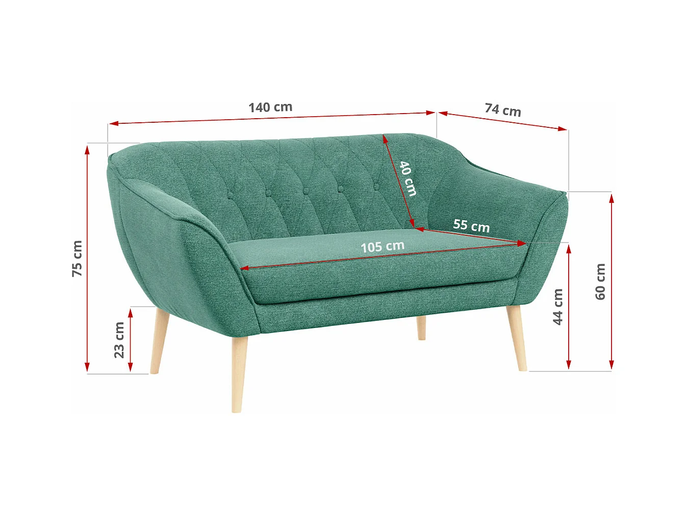 Sofagarnitur PIRS - 2+1+1, Sofa mit Sesseln, Skandinavischer Design, Armlehnen - Grau Stukture