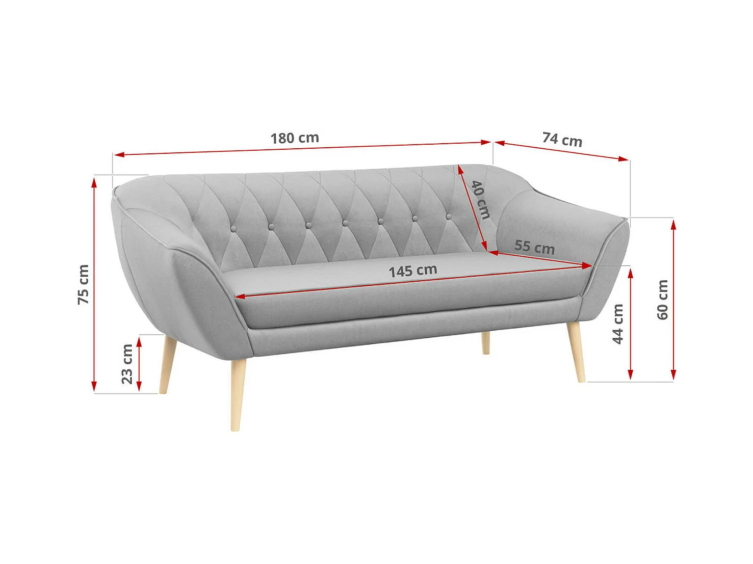 Couchgarnitur PIRS - 3+1+1, Armlehnen,Skandinavischer Design, 3-Sitzer Sofa mi Sesseln - Hellgrau Velvet