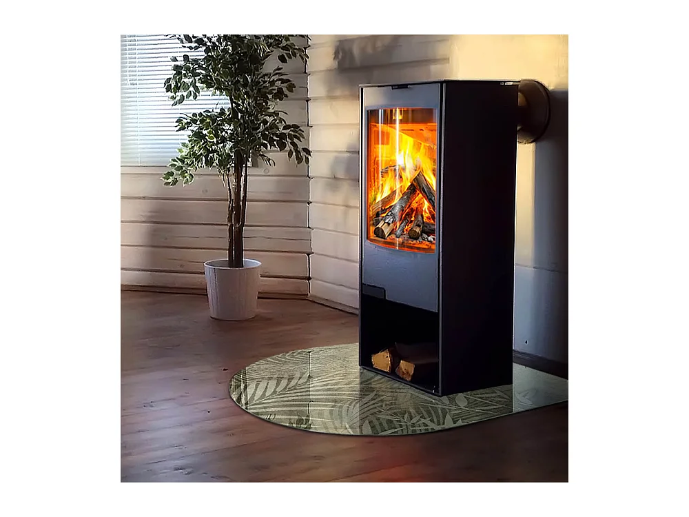 Plaque de sol en verre pour poêle - semi-circulaire - 100x100 - Couleur Graphite foncé