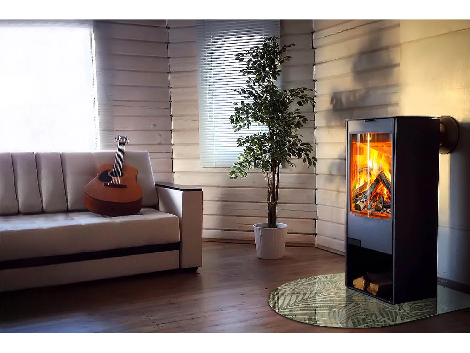 Glasplatte zum Schutz vor Funkenflug, Kaminauflage - halbrund - 100x100 - Farbe Dunkler Graphit