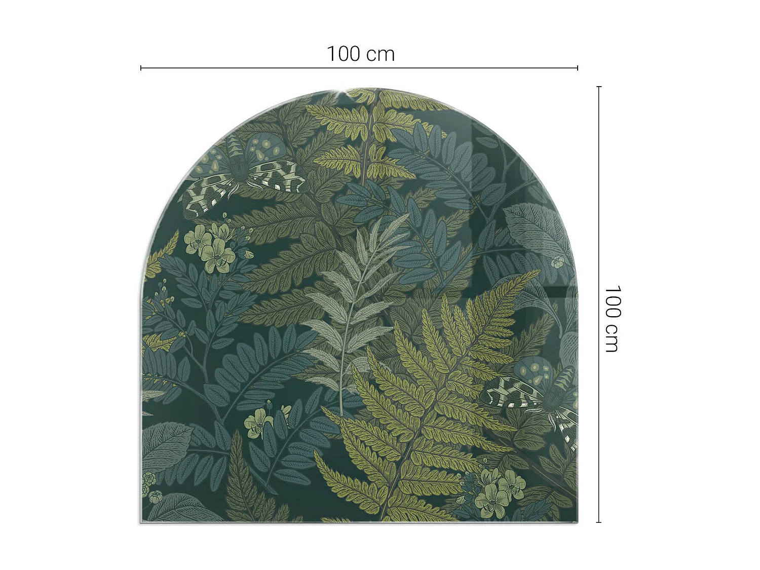 Glasplatte zum Schutz vor Funkenflug, Kaminauflage - halbrund - 100x100 - Abstrakte Wolke aus Feststoffen