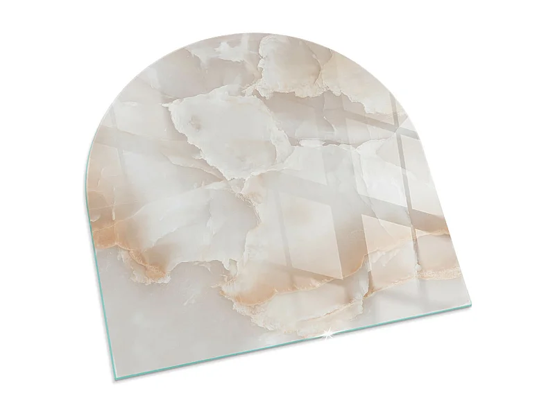 Plaque de sol en verre pour poêle - semi-circulaire - 100x100 - Motif géométrique 3D