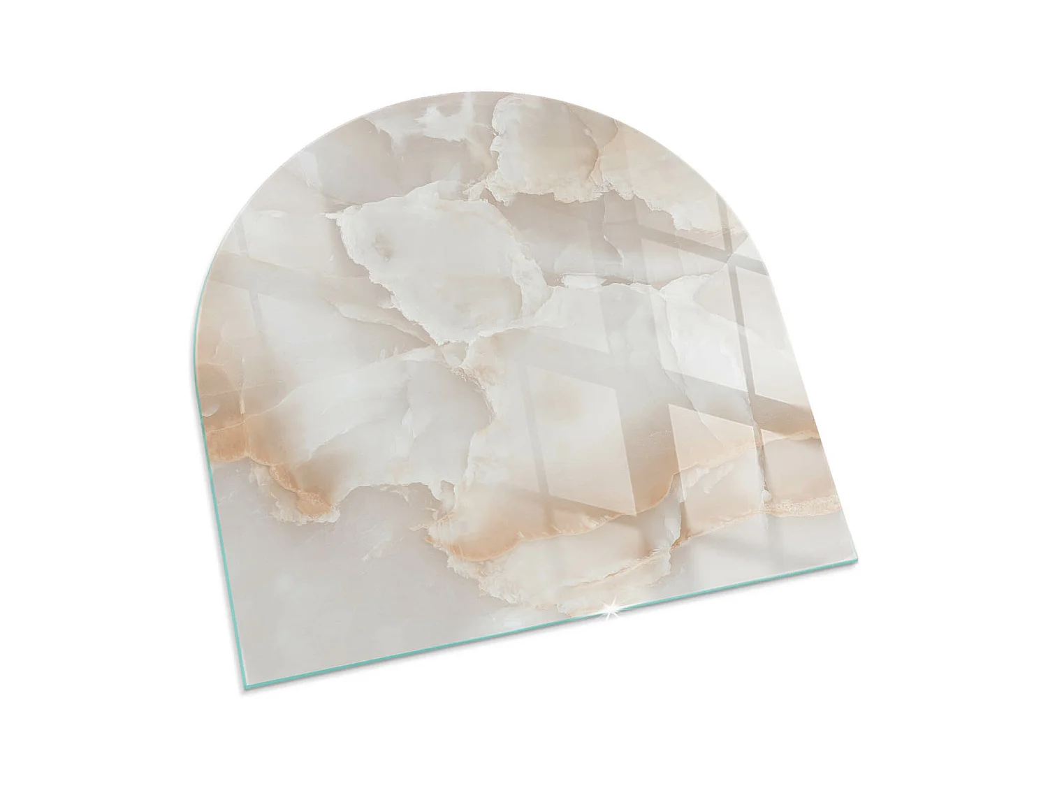 Plaque de sol en verre pour poêle - semi-circulaire - 100x100 - Motif géométrique 3D