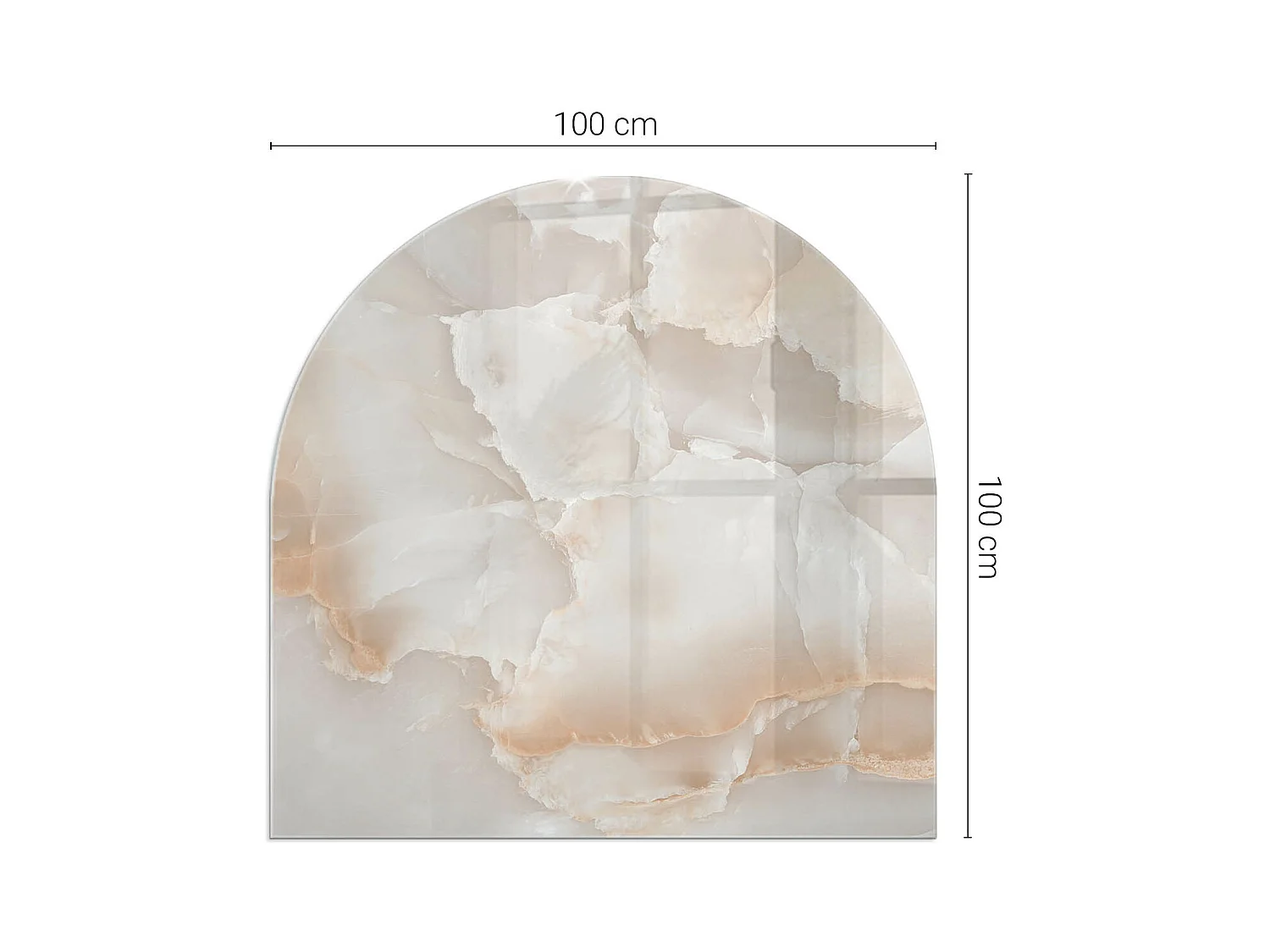 Plaque de sol en verre pour poêle - semi-circulaire - 100x100 - Motif géométrique 3D