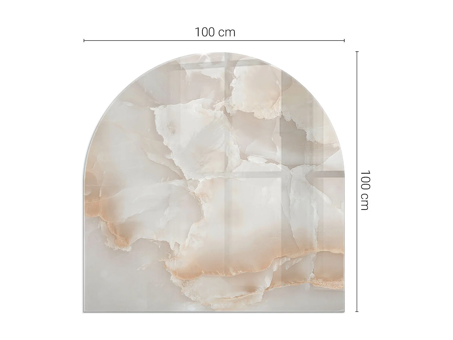 Glasplatte zum Schutz vor Funkenflug, Kaminauflage - halbrund - 100x100 - Geometrisches 3D-Muster