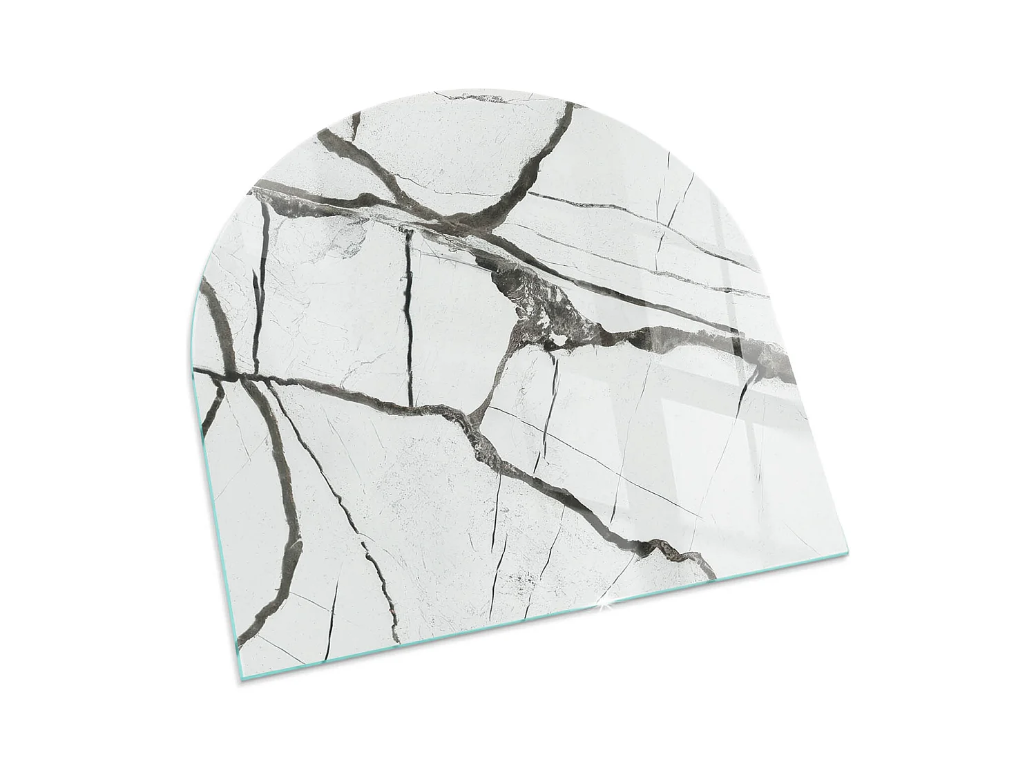 Plaque de sol en verre pour poêle - semi-circulaire - 100x100 - Feuilles aux motifs subtils