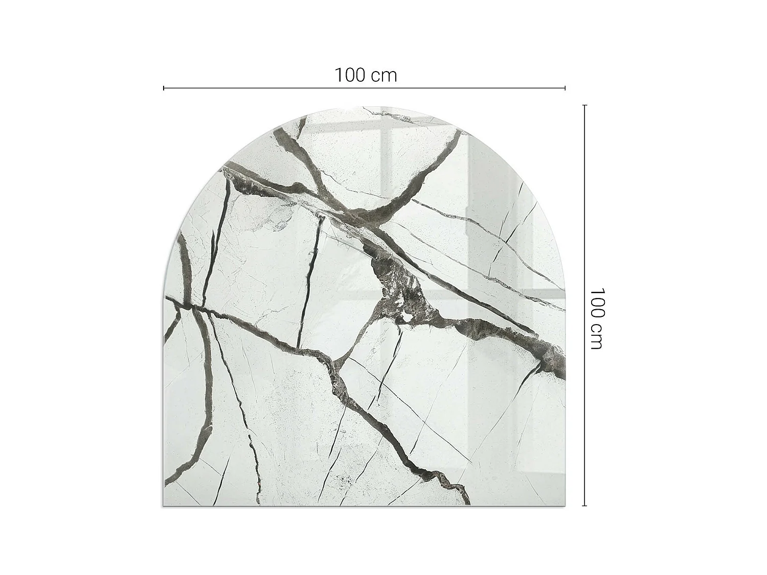 Plaque de sol en verre pour poêle - semi-circulaire - 100x100 - Feuilles aux motifs subtils