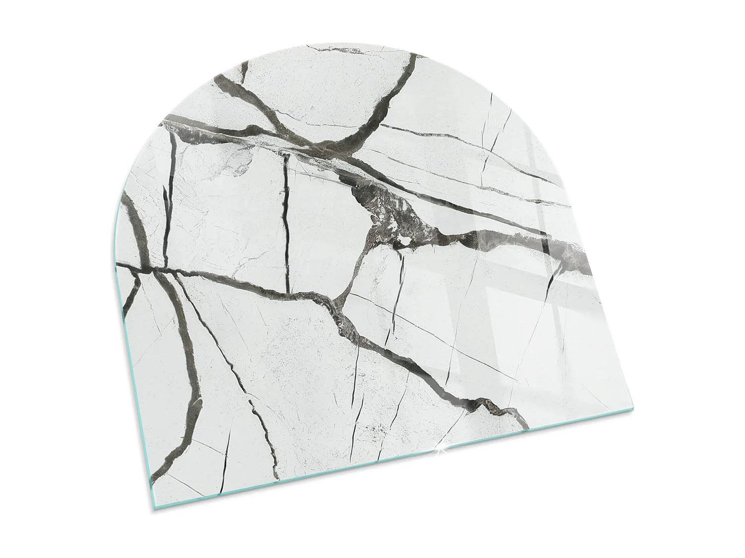 Glasplatte zum Schutz vor Funkenflug, Kaminauflage - halbrund - 100x100 - Blätter in dezenten Mustern