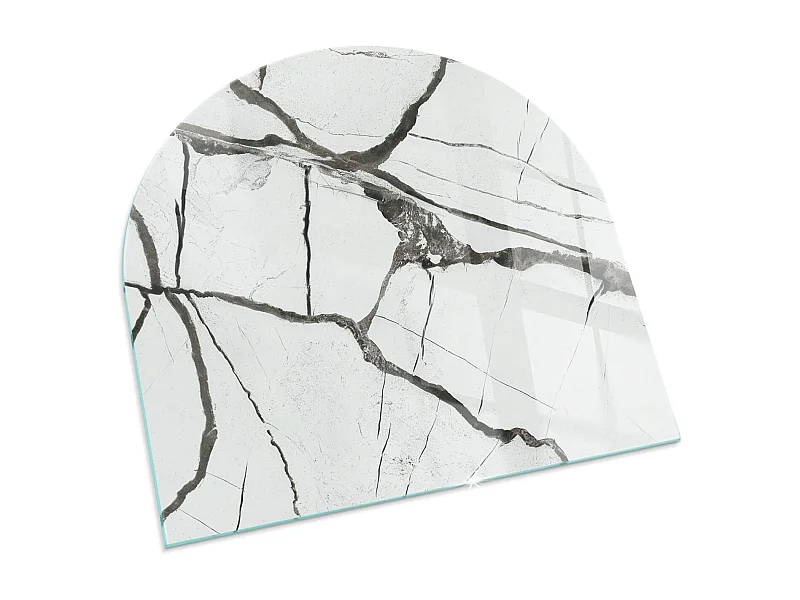 Glasplatte zum Schutz vor Funkenflug, Kaminauflage - halbrund - 100x100 - Blätter in dezenten Mustern