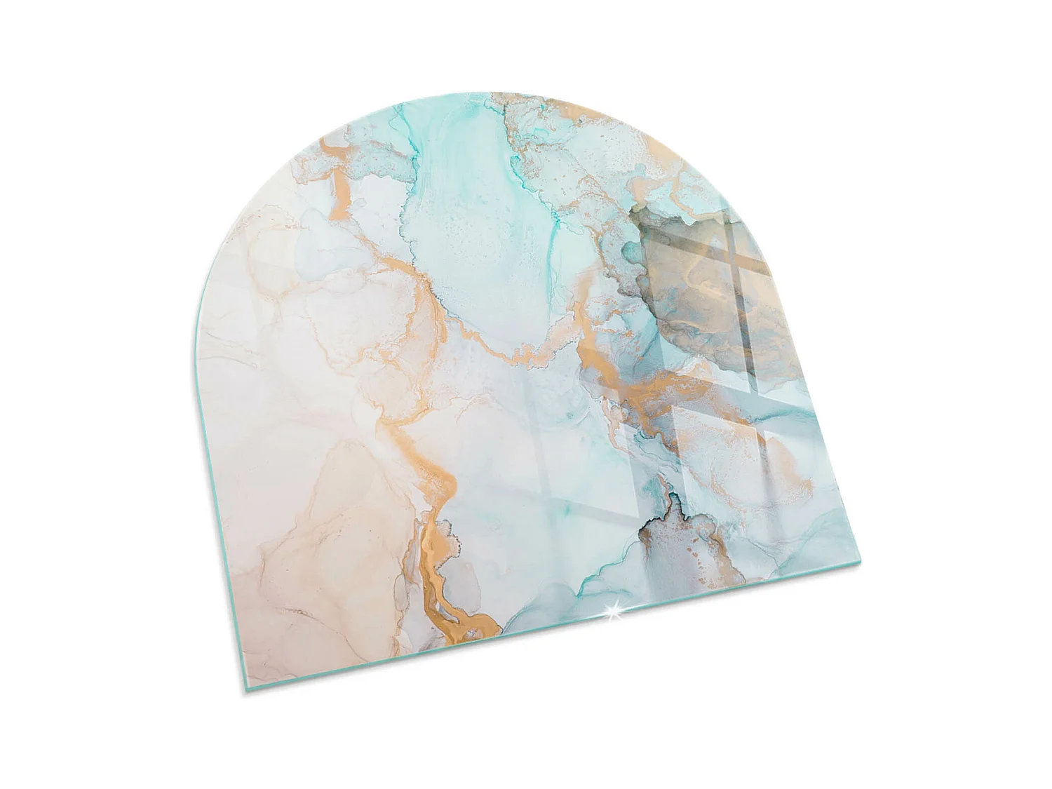 Plaque de sol en verre pour poêle - semi-circulaire - 100x100 - Modèle avec de petites formes