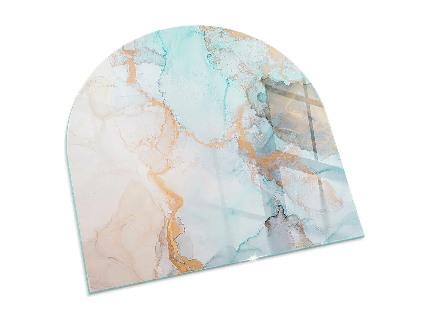 Glasplatte zum Schutz vor Funkenflug, Kaminauflage - halbrund - 100x100 - Muster mit kleinen Formen