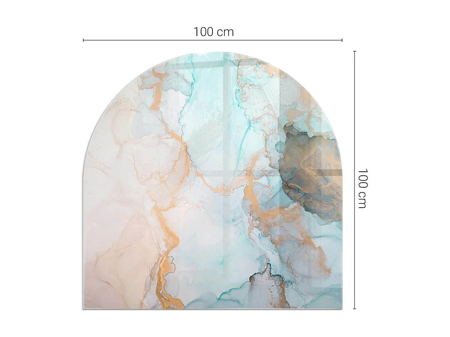Glasplatte zum Schutz vor Funkenflug, Kaminauflage - halbrund - 100x100 - Muster mit kleinen Formen