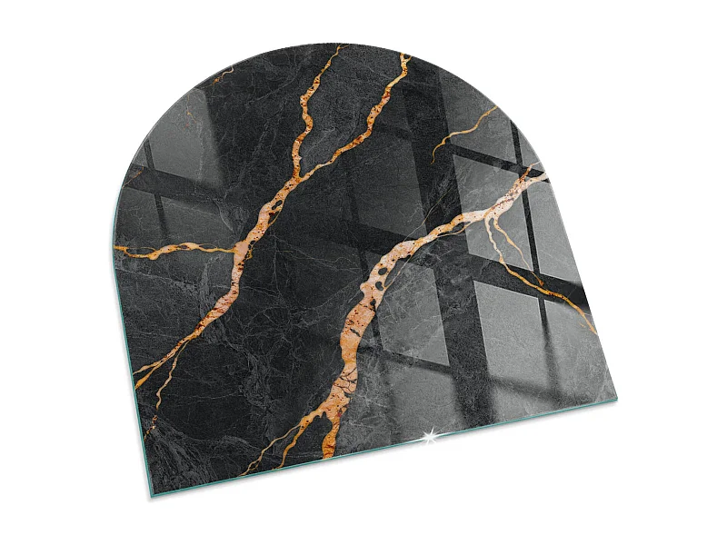 Plaque de sol en verre pour poêle - semi-circulaire - 100x100 - Géométrie avec le bois