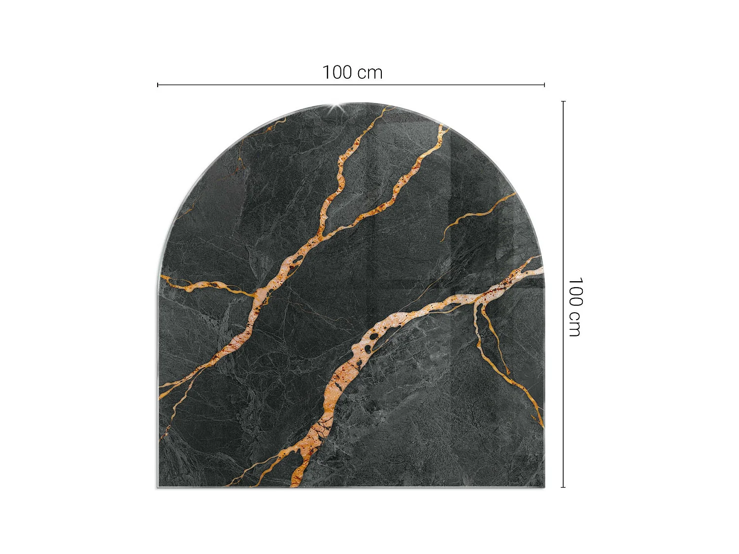 Plaque de sol en verre pour poêle - semi-circulaire - 100x100 - Géométrie avec le bois