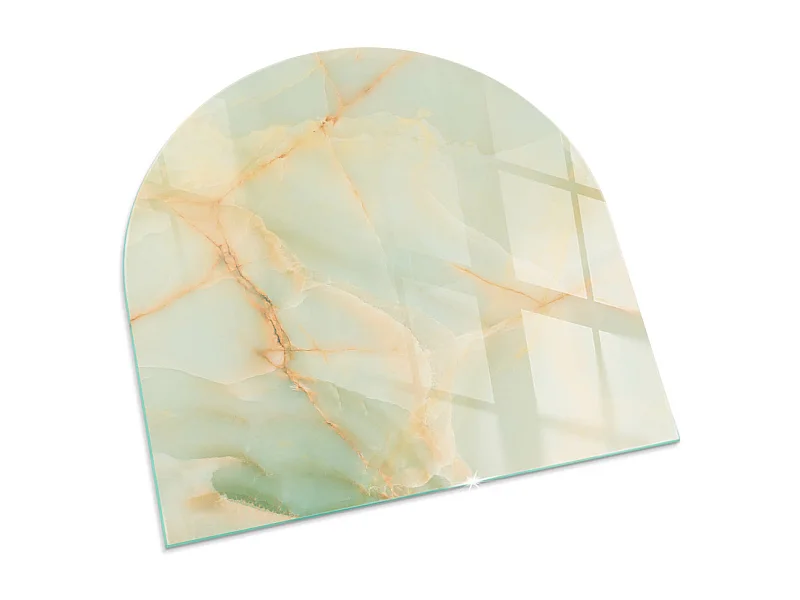 Plaque de sol en verre pour poêle - semi-circulaire - 100x100 - Modèle de pierre avec des particules