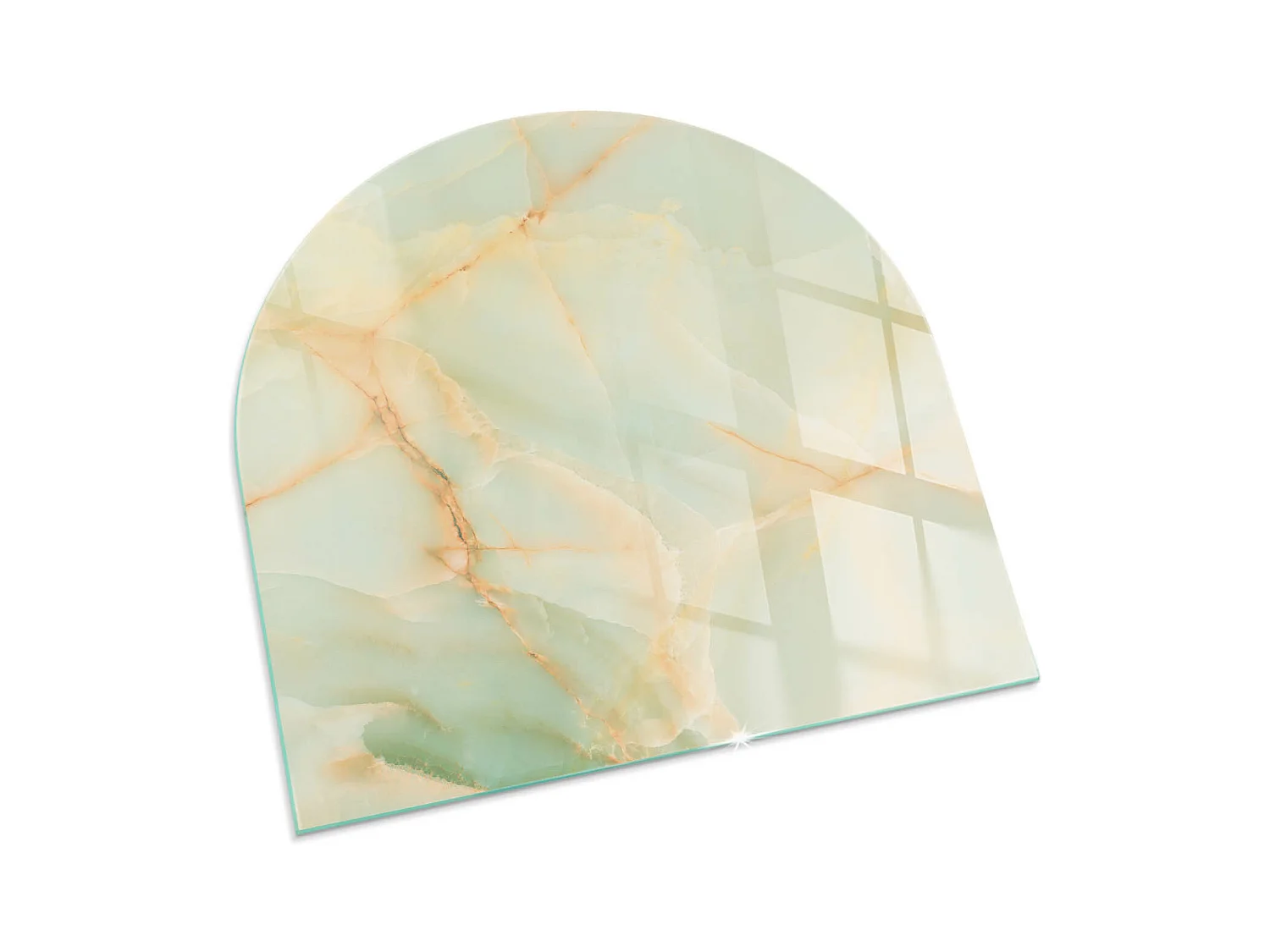 Plaque de sol en verre pour poêle - semi-circulaire - 100x100 - Modèle de pierre avec des particules