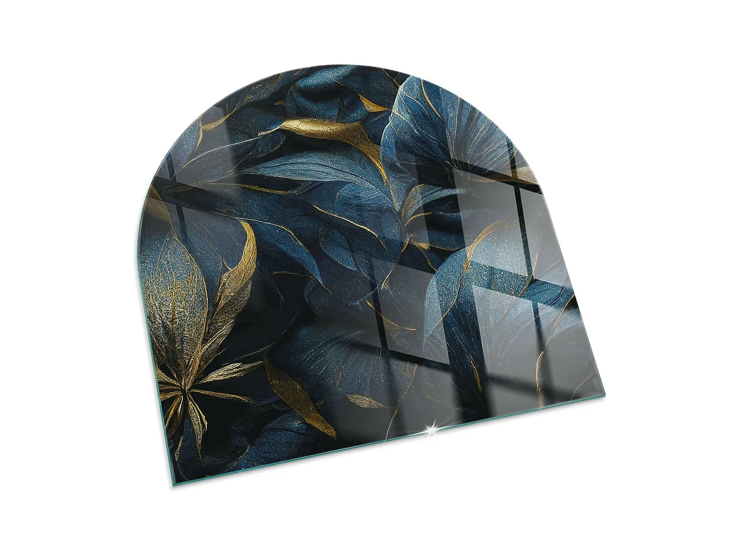 Plaque de sol en verre pour poêle - semi-circulaire - 100x100 - Motif de marbre délicat