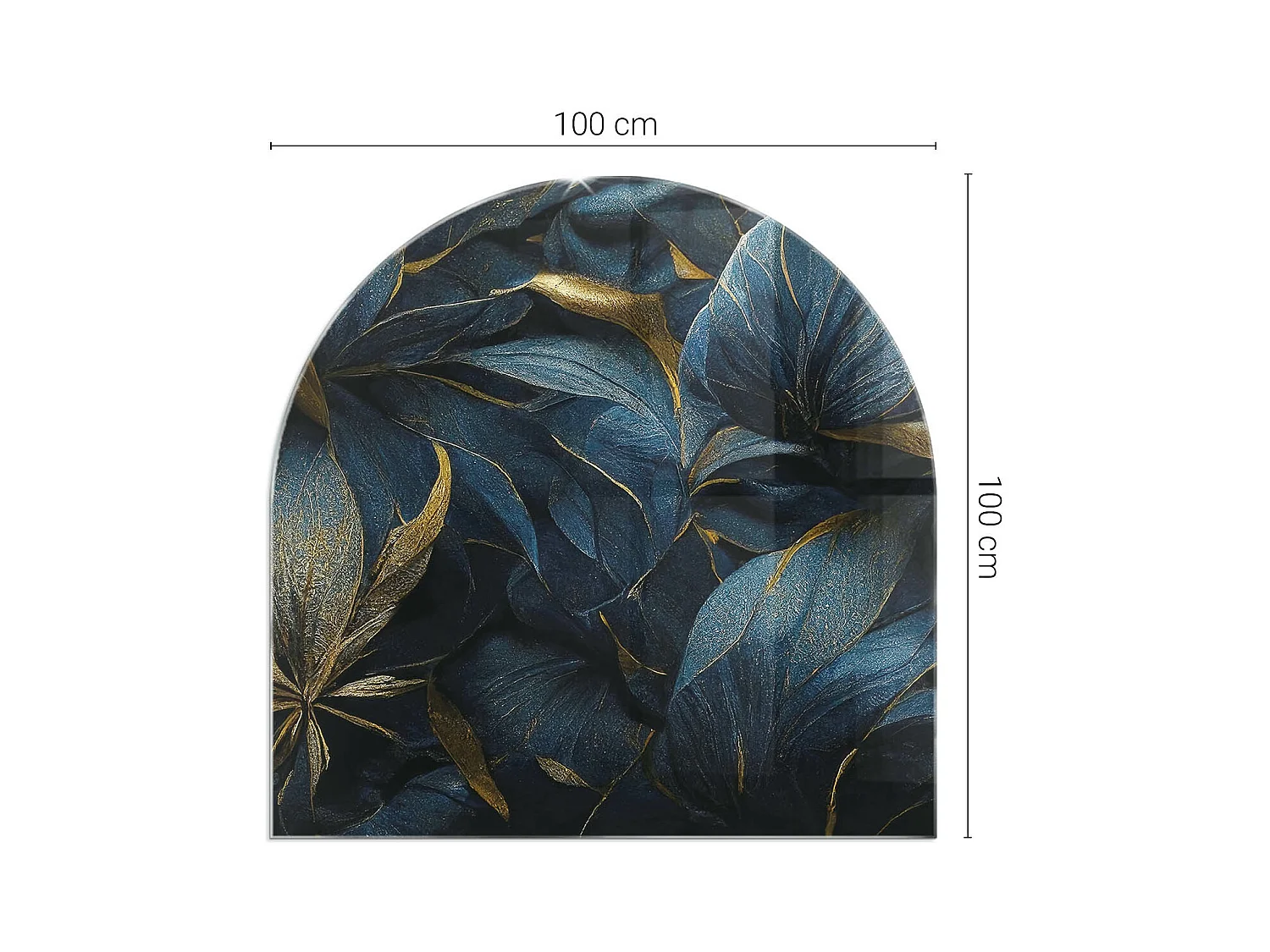 Plaque de sol en verre pour poêle - semi-circulaire - 100x100 - Motif de marbre délicat