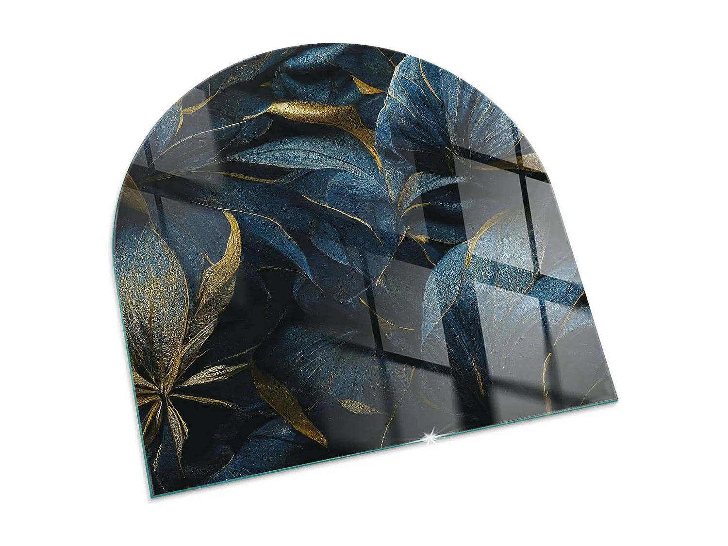 Plaque de sol en verre pour poêle - semi-circulaire - 100x100 - Motif de marbre délicat