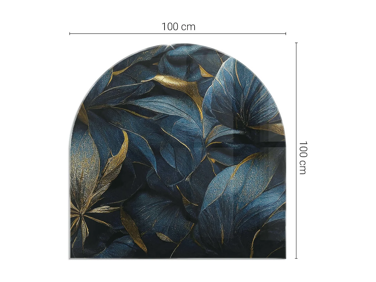 Plaque de sol en verre pour poêle - semi-circulaire - 100x100 - Motif de marbre délicat