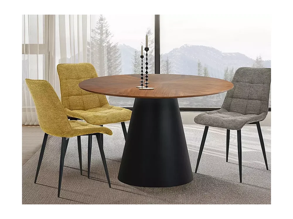 Tavolo da pranzo Angel (o100x77)/Materiale in legno/Rotondo/Nero&Marrone