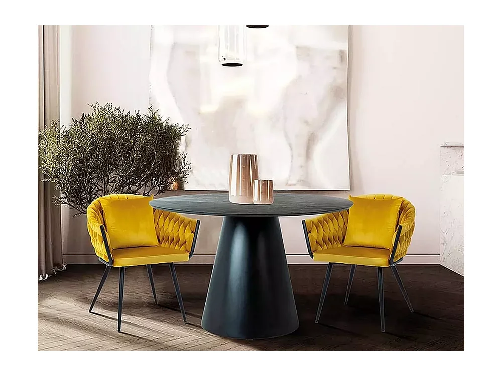 Esstisch Angel (o100x77)/Holzwerkstoff/Rund/Schwarz