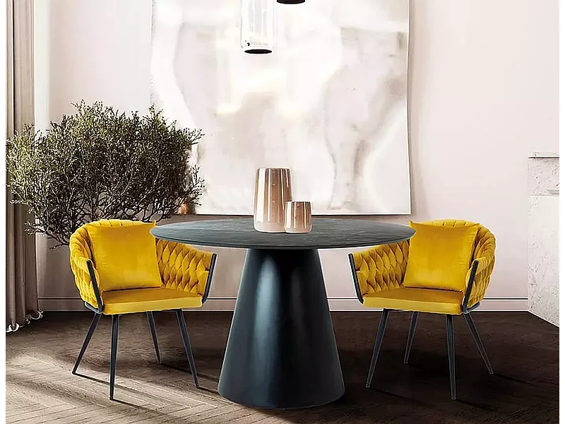 Tavolo da pranzo Angel (o100x77)/Materiale in legno/Rotondo/Nero