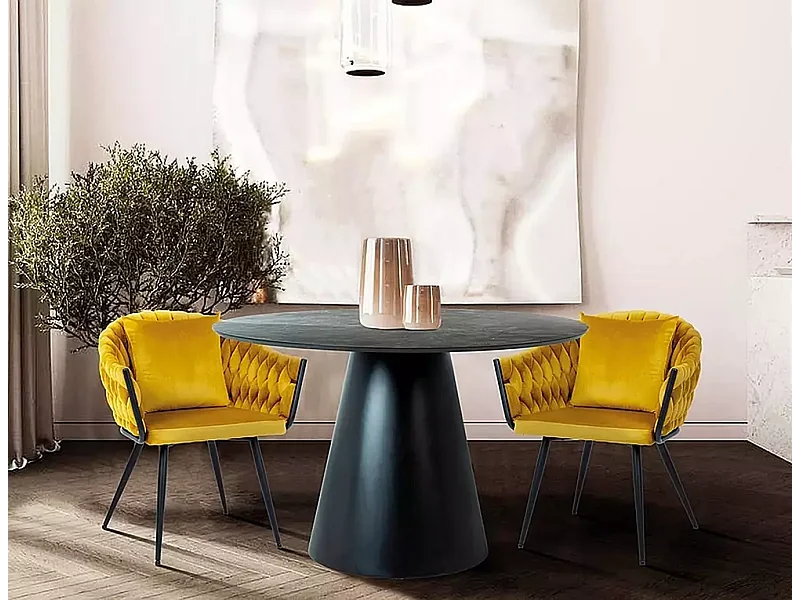 Tavolo da pranzo Angel (o100x77)/Materiale in legno/Rotondo/Nero