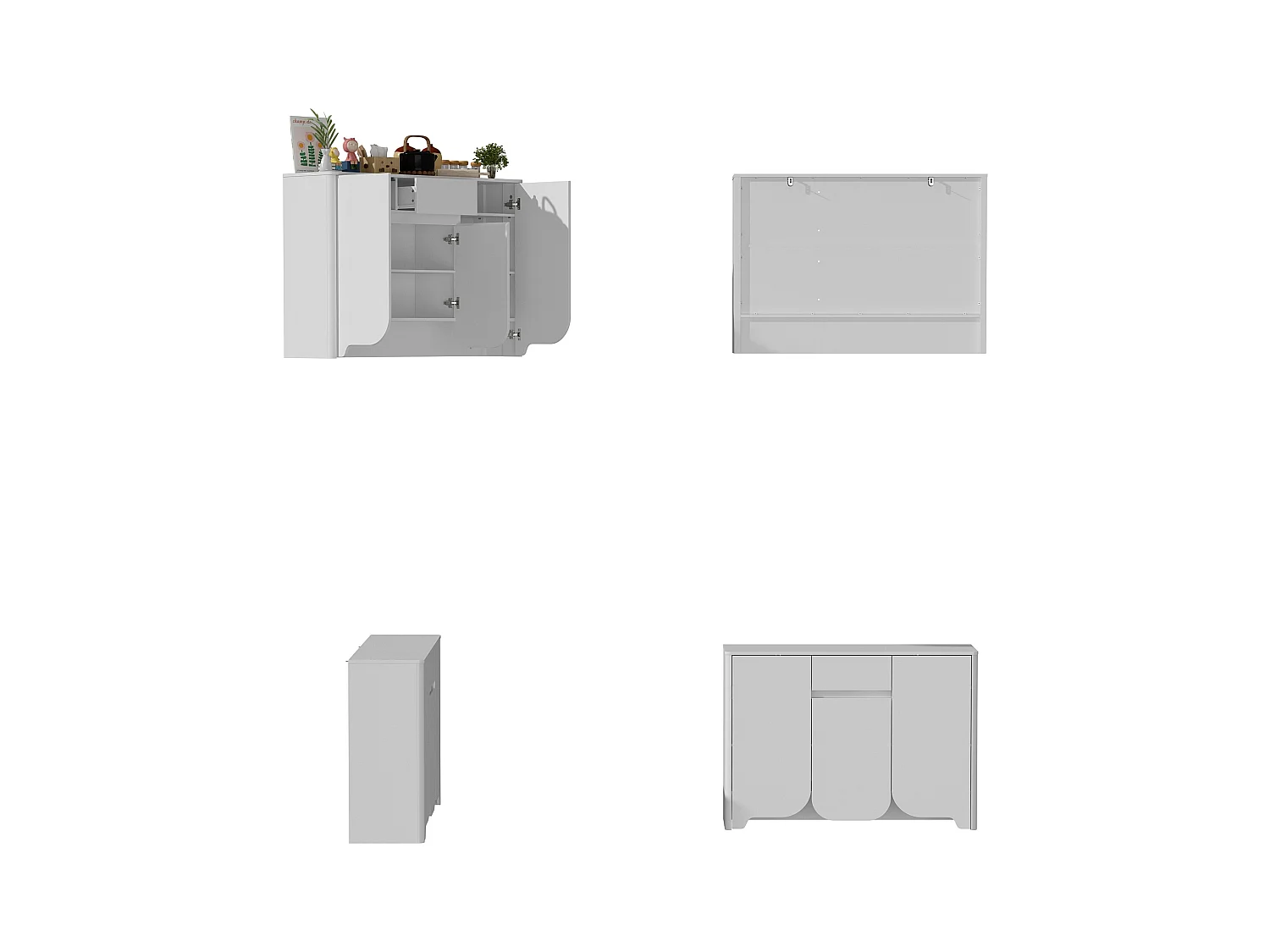 Buffet de Cuisine avec Plan de Travail, Meuble de Rangememt avec 3 Portes et Tiroir pour Salle à Manger, 120 x 35 x 85cm, Blanc