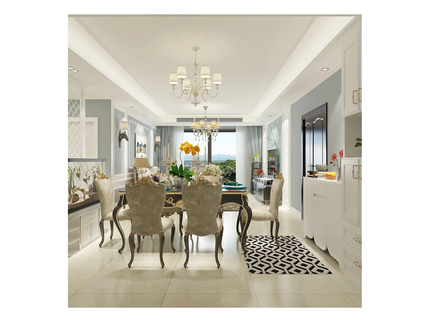 Buffet de Cuisine avec Plan de Travail, Meuble de Rangememt avec 3 Portes et Tiroir pour Salle à Manger, 120 x 35 x 85cm, Blanc