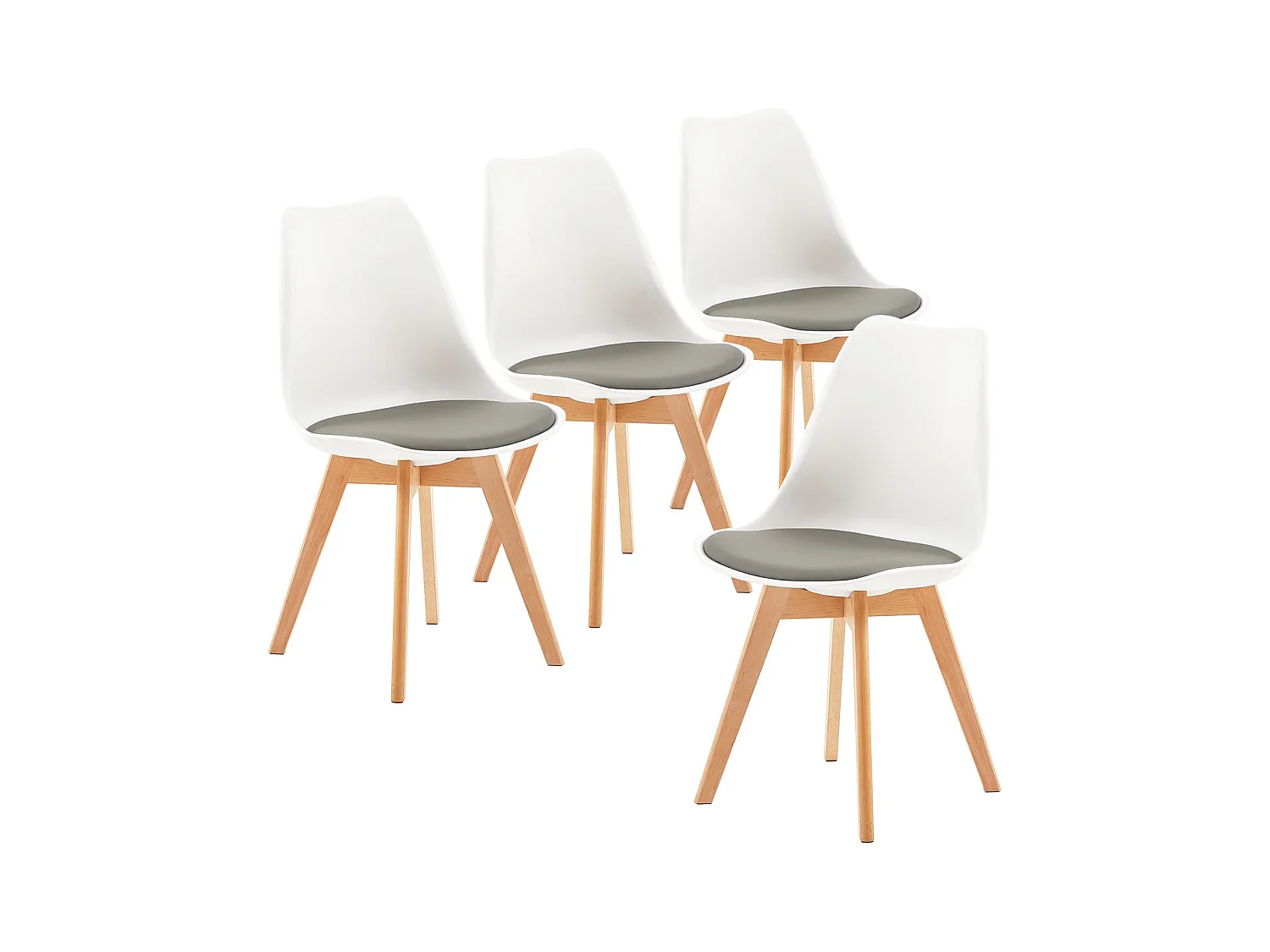 Ensemble de 4 chaises au design Scandinave contemporain pour salle à manger - Blanc