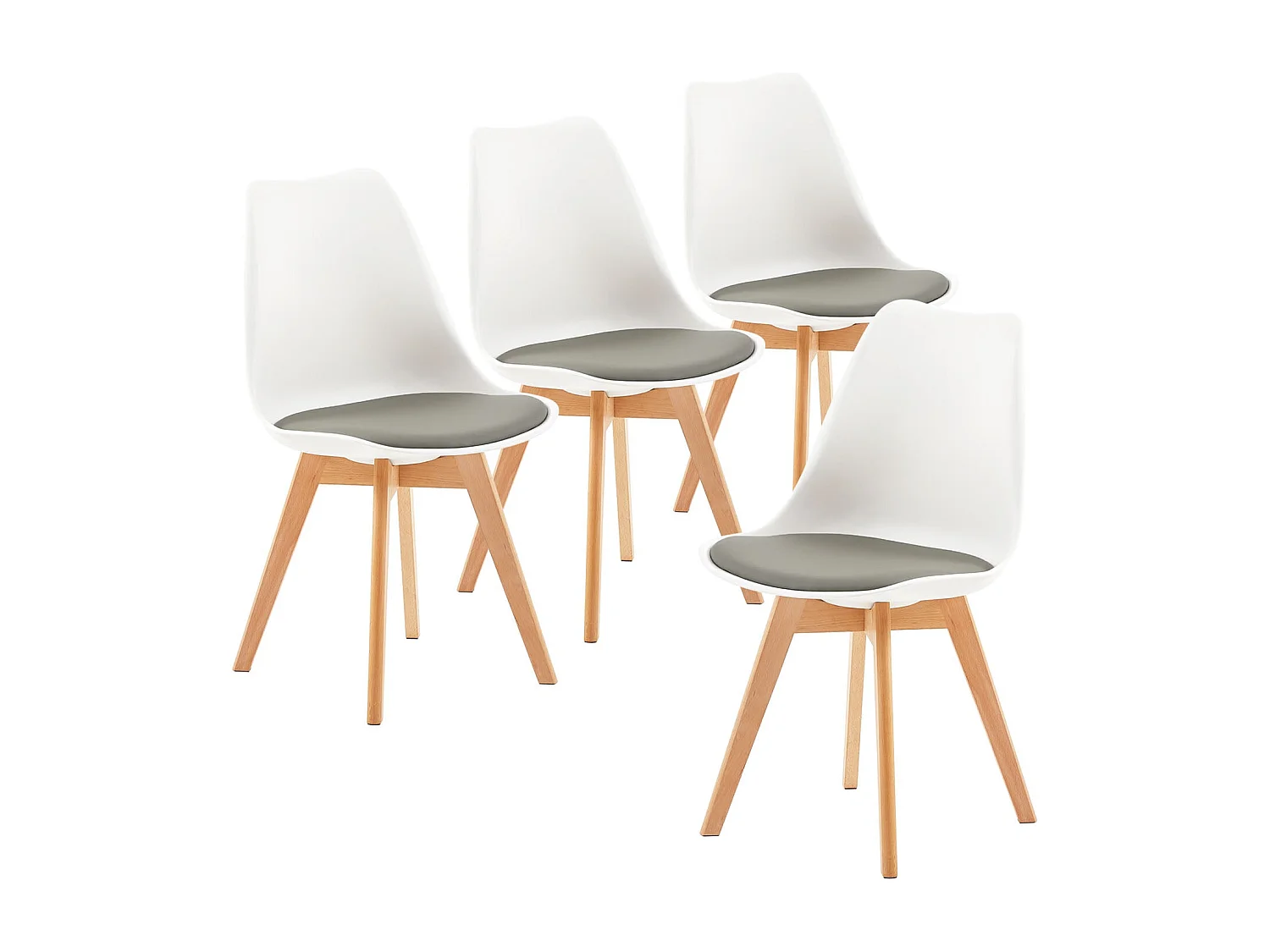 Ensemble de 4 chaises au design Scandinave contemporain pour salle à manger - Blanc