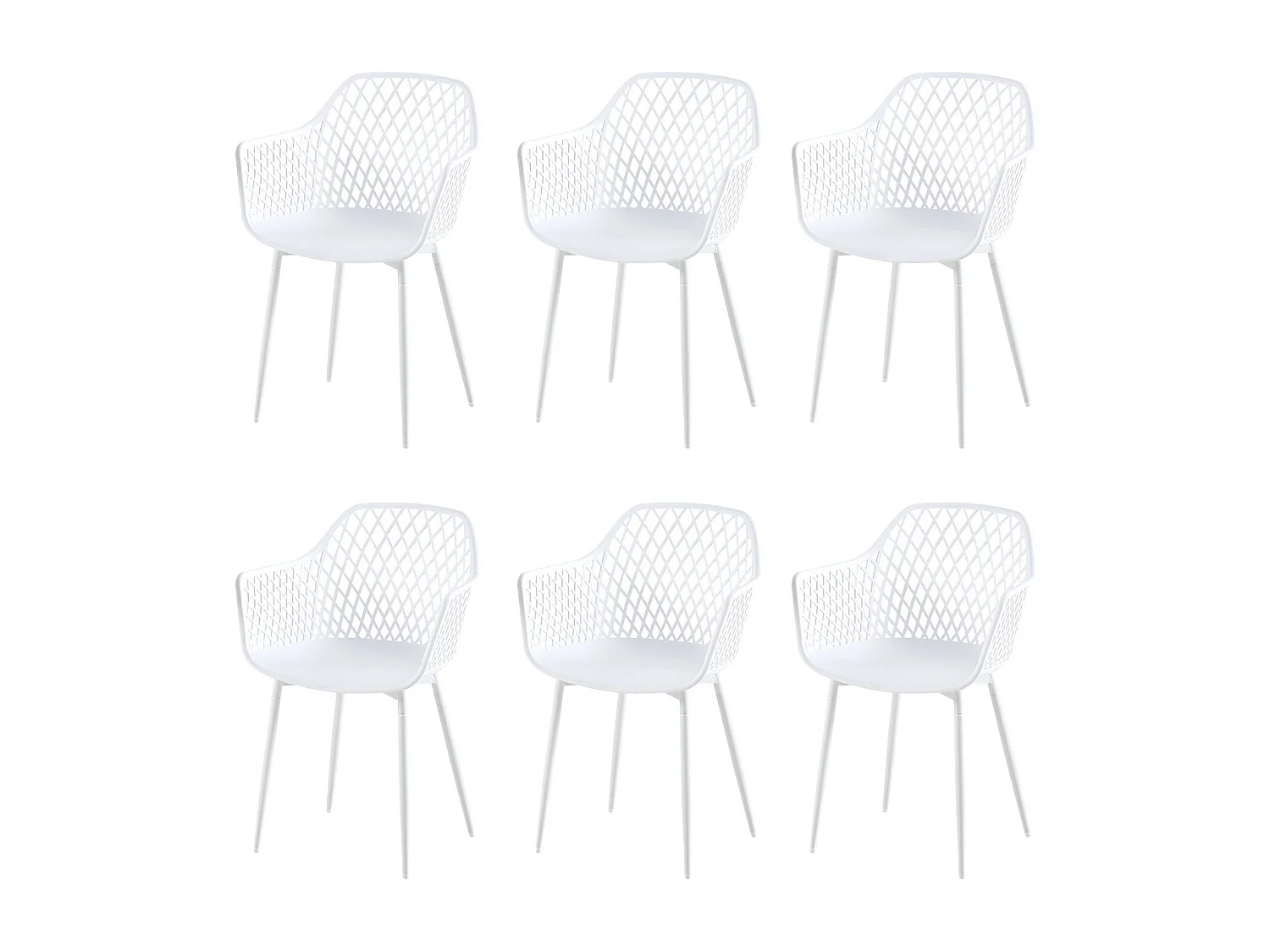 Lot de 6 Fauteuil Chaises Blanc Plastique Scandinave Chaise de Salle à manger