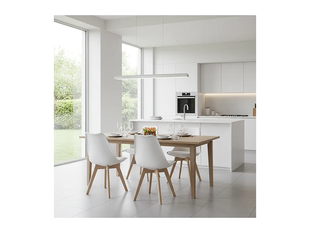 Lot de 6 chaises au design Scandinave contemporain pour salle à manger - Blanc