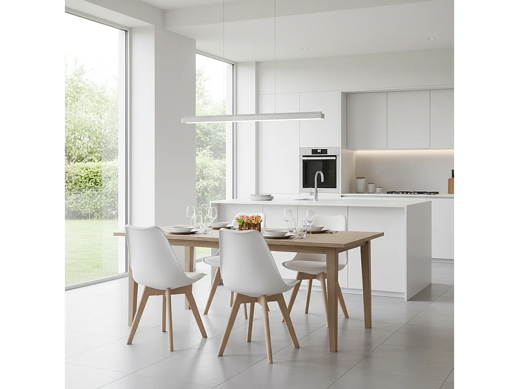 Lot de 6 chaises au design Scandinave contemporain pour salle à manger - Blanc