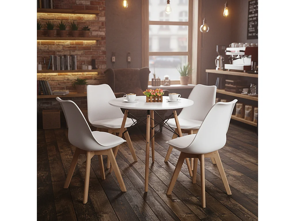 Lot de 6 chaises au design Scandinave contemporain pour salle à manger - Blanc