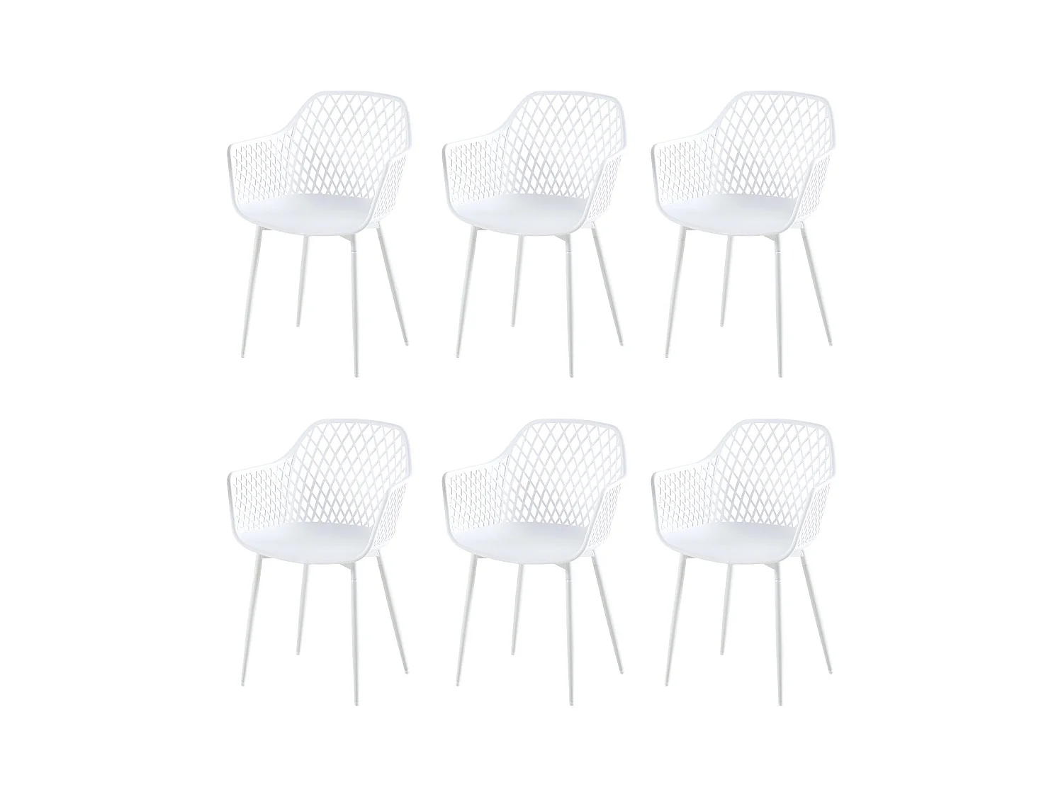 Lot de 6 Fauteuil Chaises Blanc Plastique Scandinave Chaise de Salle à manger- Idéales pour Terrasse, Jardin et Extérieur