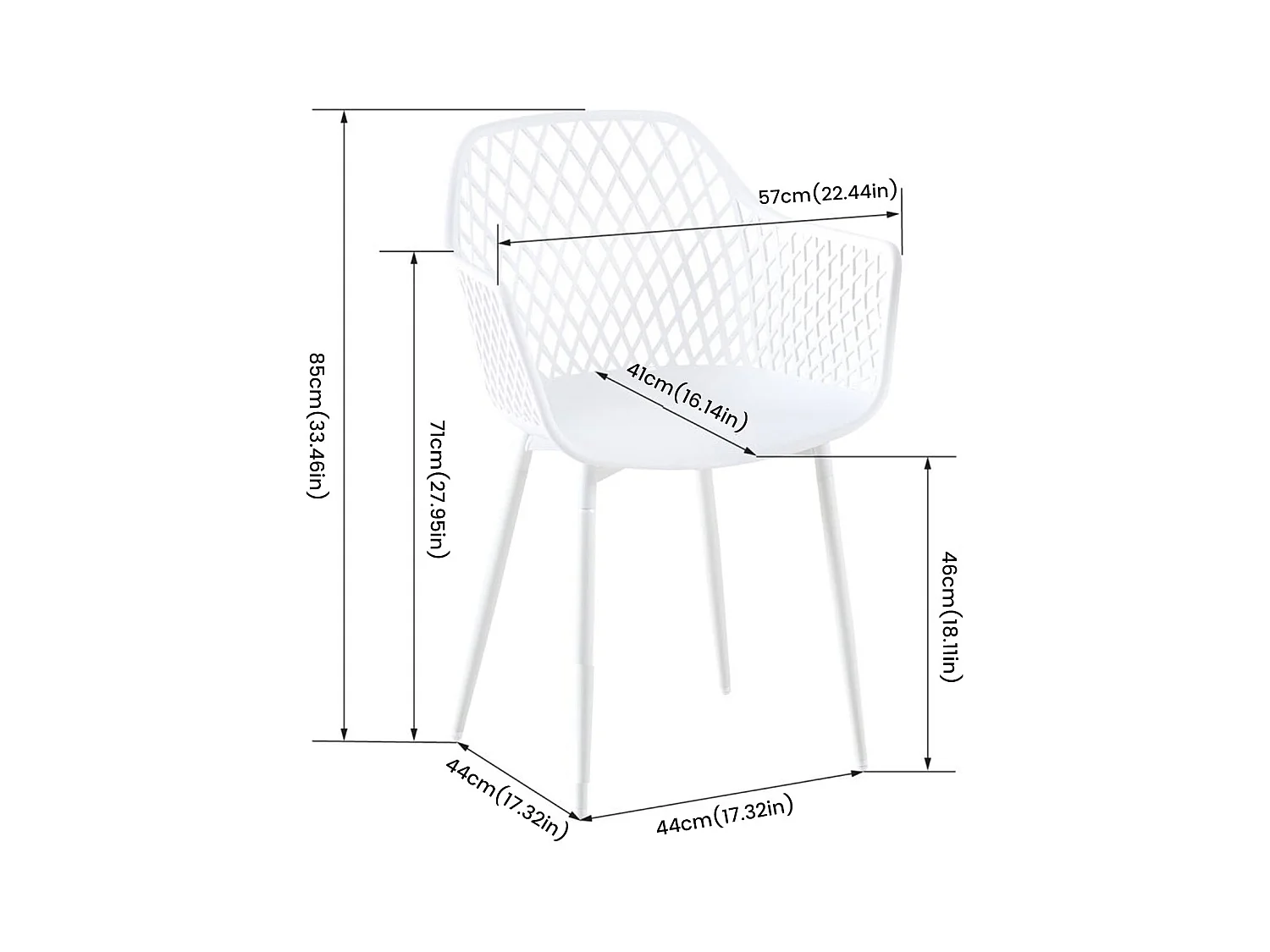 Lot de 6 Fauteuil Chaises Blanc Plastique Scandinave Chaise de Salle à manger- Idéales pour Terrasse, Jardin et Extérieur