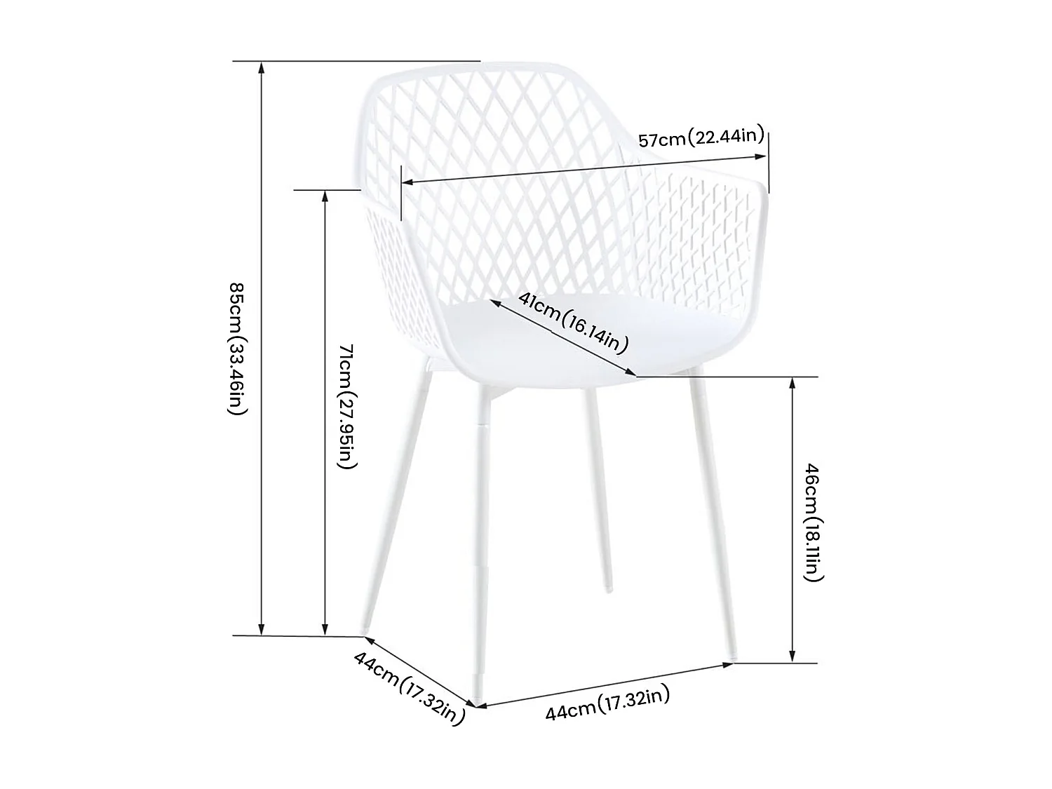 Lot de 6 Fauteuil Chaises Blanc Plastique Scandinave Chaise de Salle à manger- Idéales pour Terrasse, Jardin et Extérieur