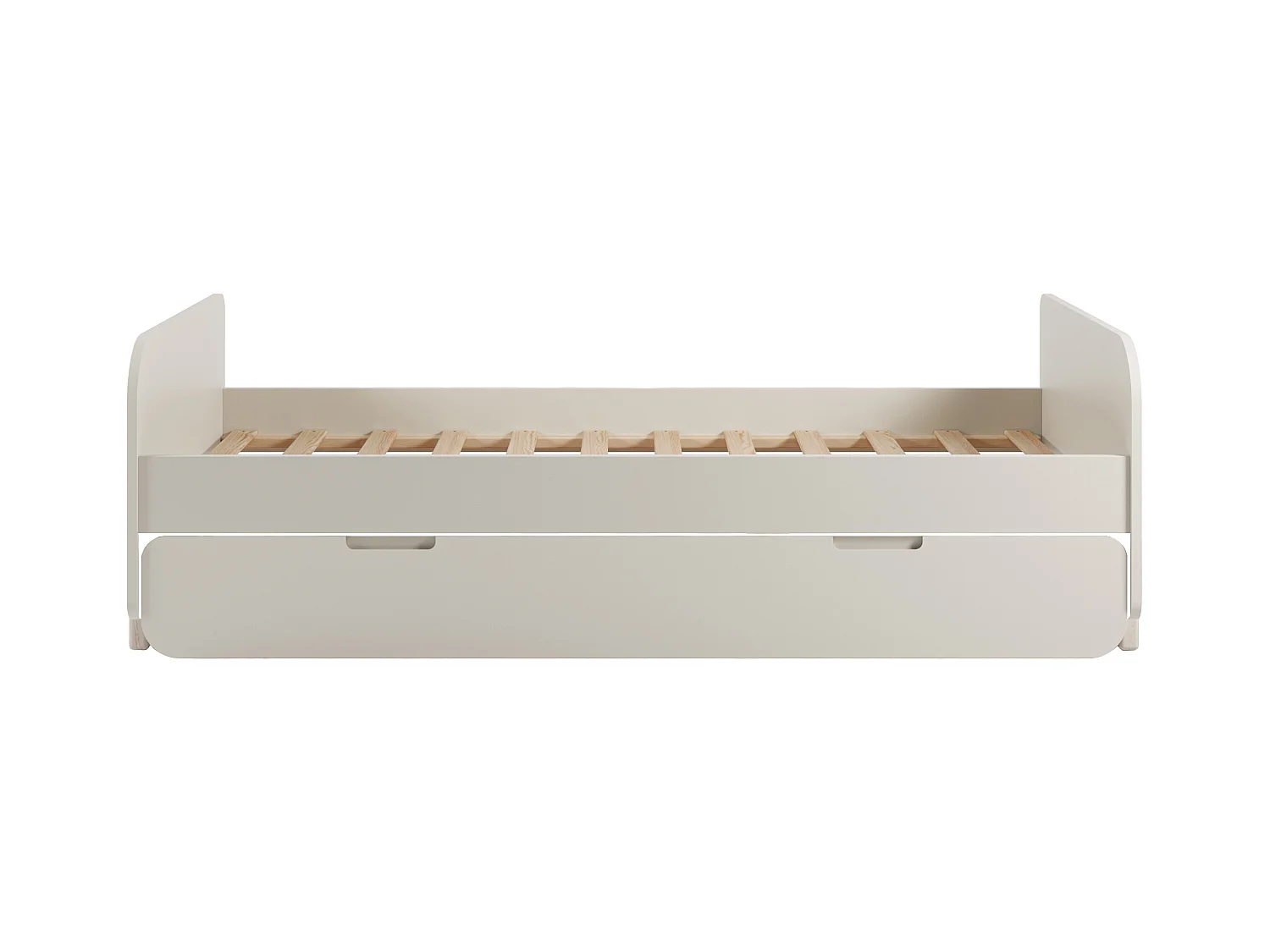 Ausziehbett + Matratzen - 2 x 90 x 190 cm - MDF & Kiefernholz - Holzfarben & Beige - TALUDO